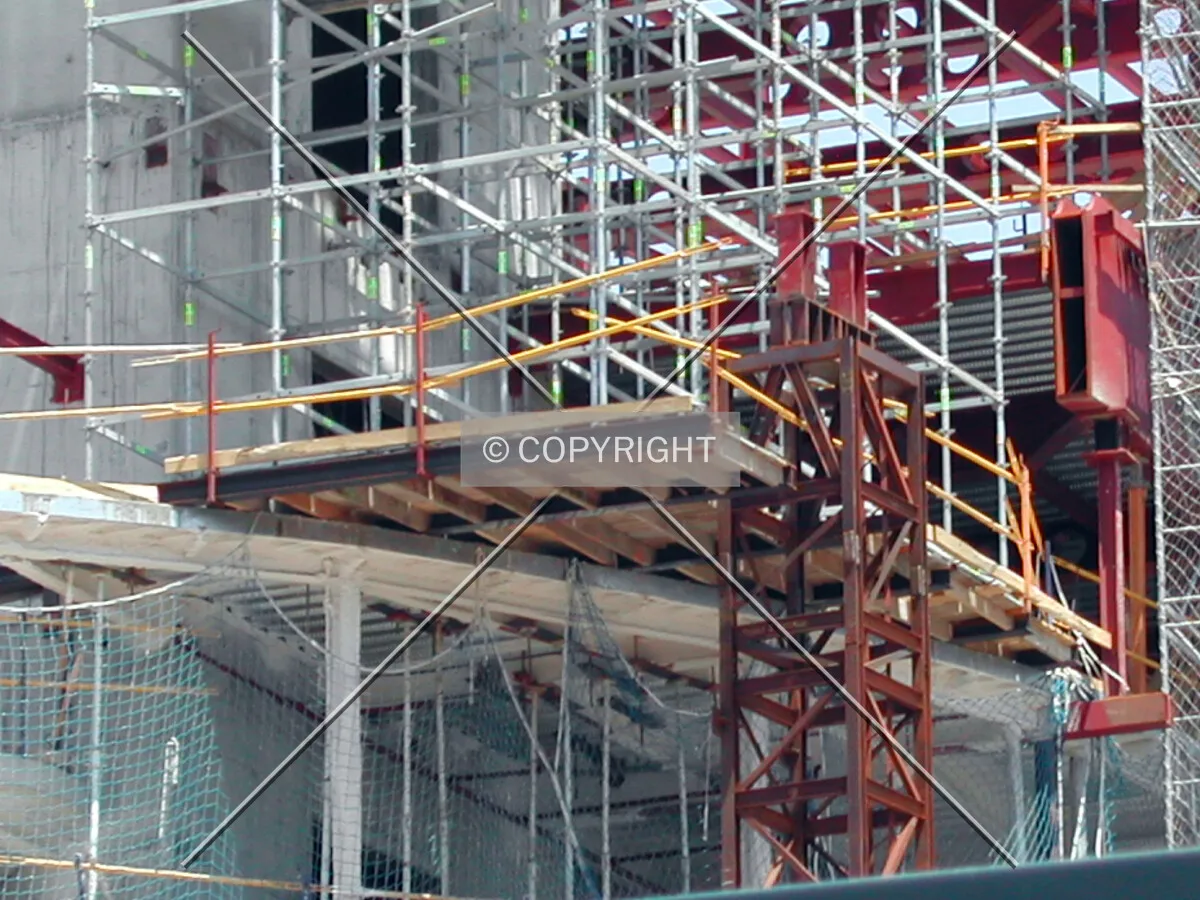 Steel column next to the building