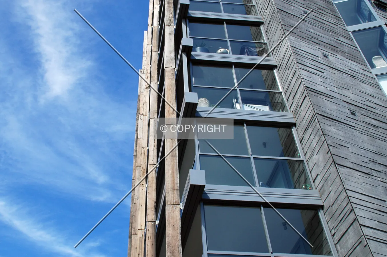 Windows on the southwest corner
