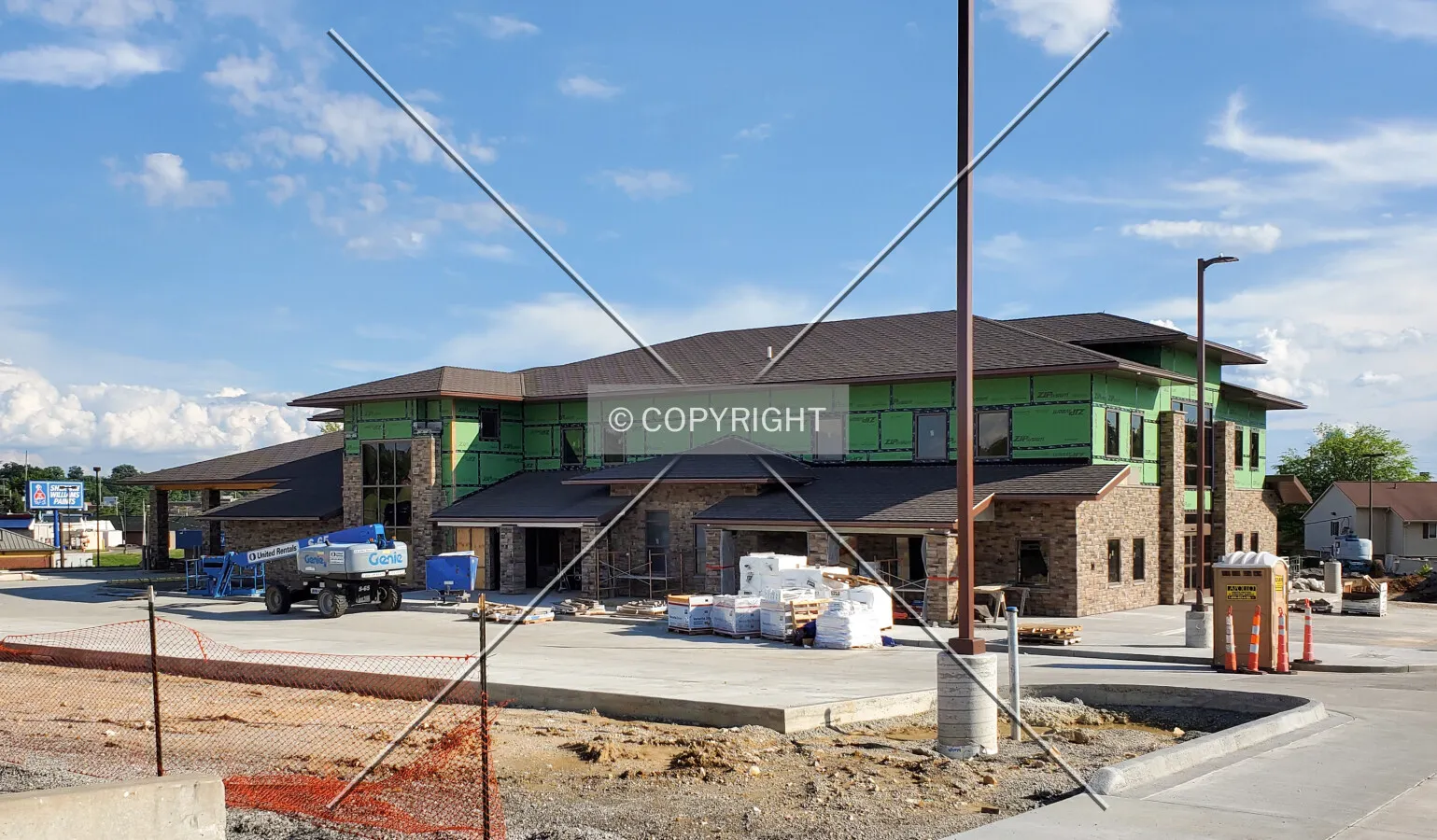 Northeast view during construction; August 1, 2020