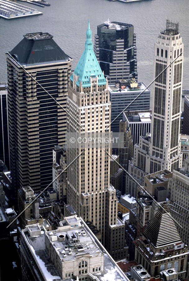 View southeast from the World Trade Center toward Wall Street