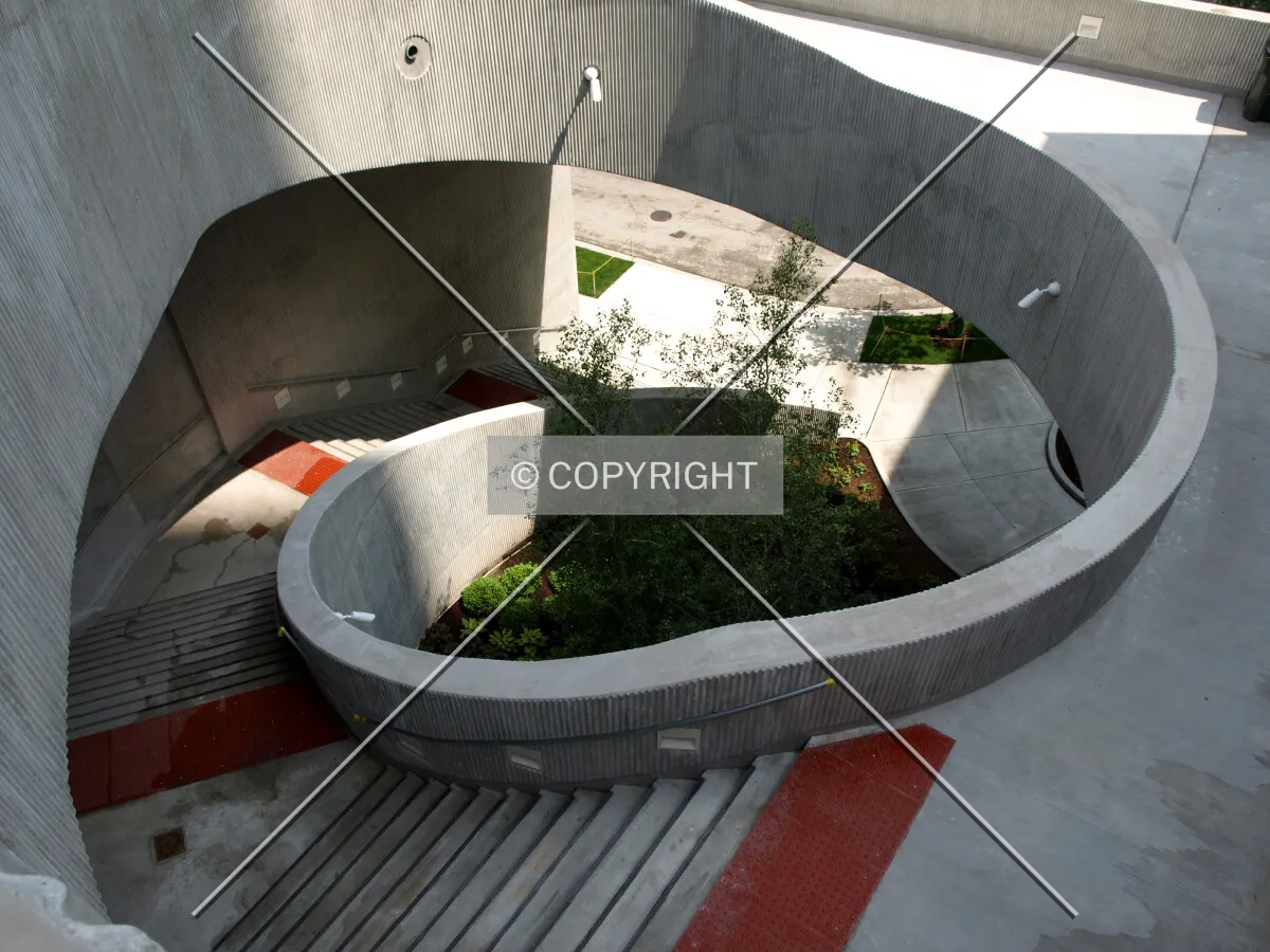 Spiral staircase from park to street level