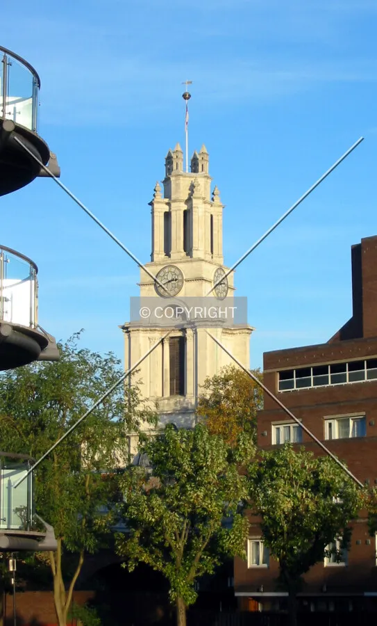 View of the tower from the Limehouse Canal