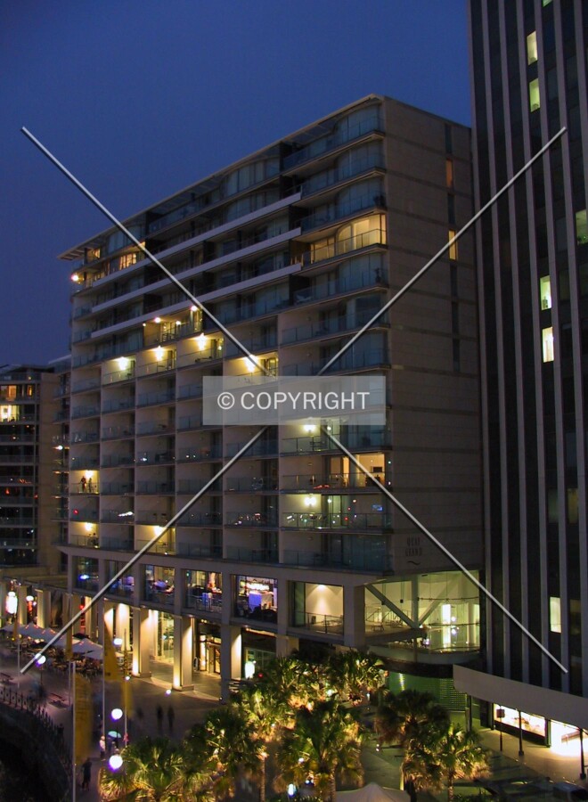 Night view of the west facade