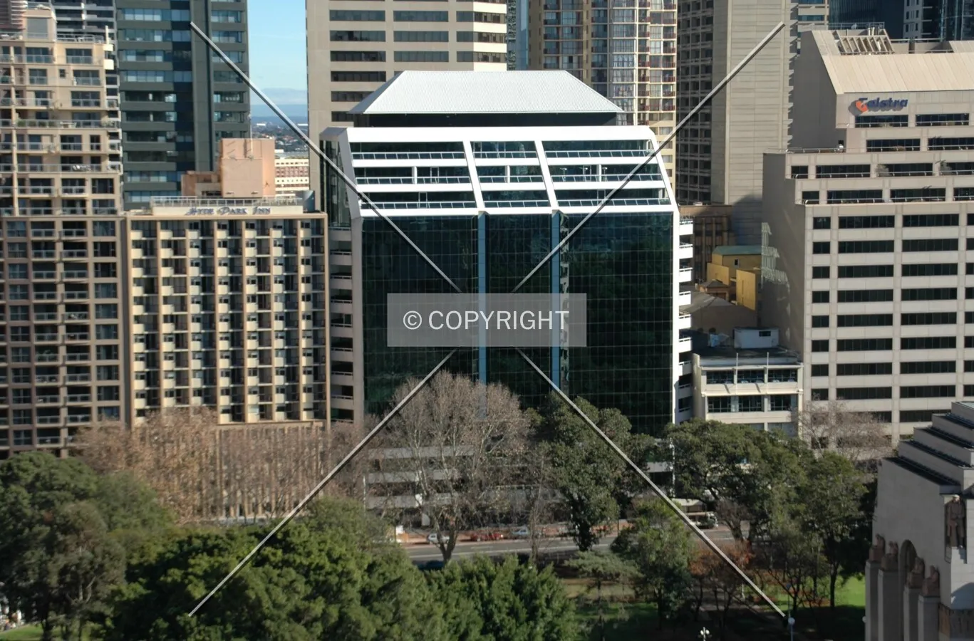Elevated view from the east