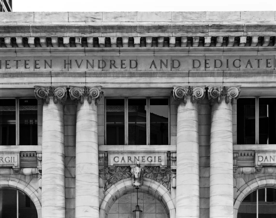 View from the northeast of columns and entablature