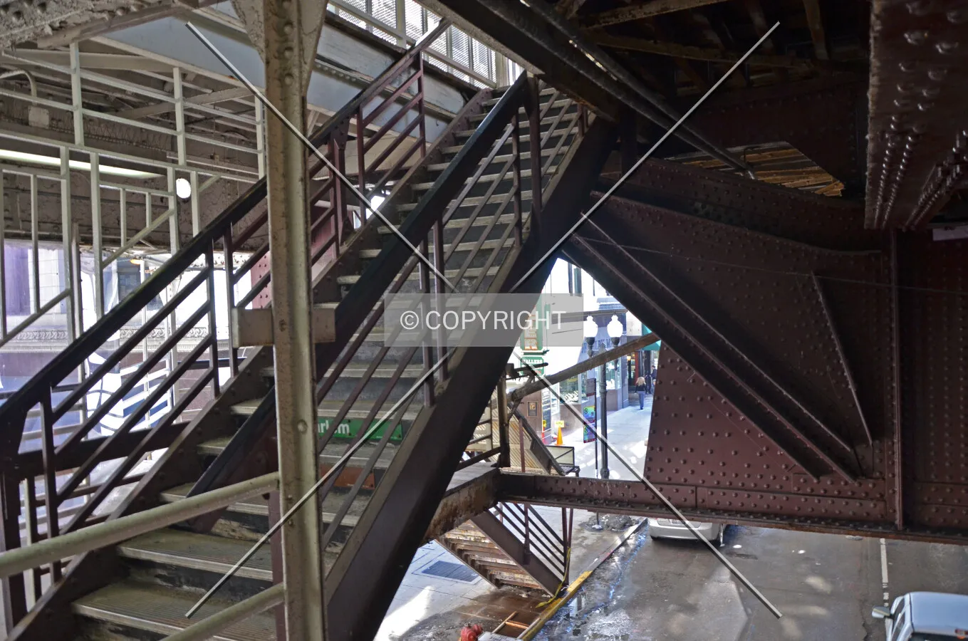Stairway connecting the eastern platform to the mezzanine level; March 7, 2015.