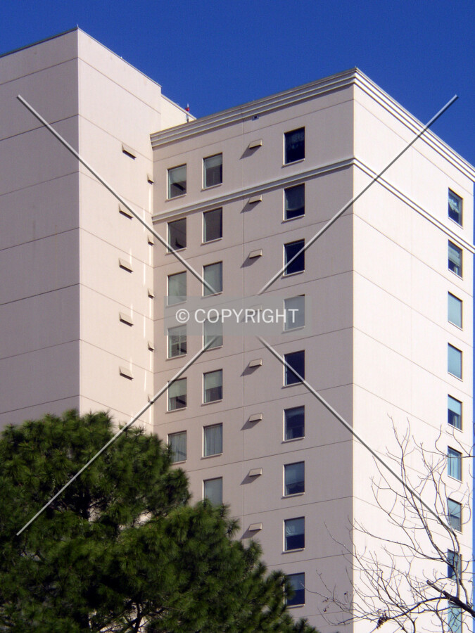 Detail of the upper floors on the southeast corner