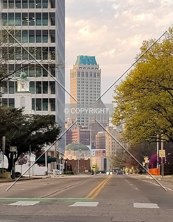 Distant view from the south in the evening; April 2, 2021