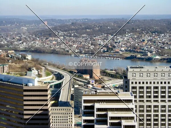 View to the east from the Carew Tower Observation Deck, Kentucky in the background