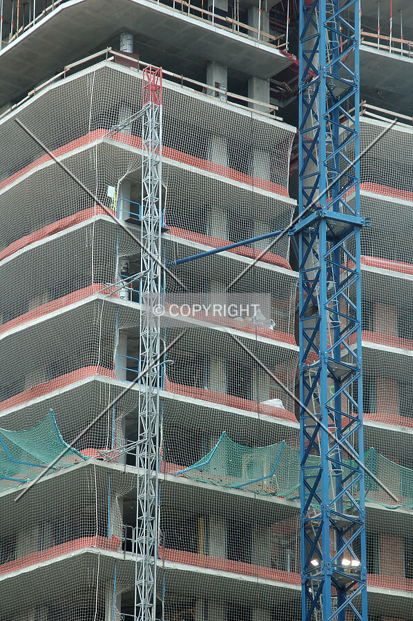 Crane connection with building's concrete structure