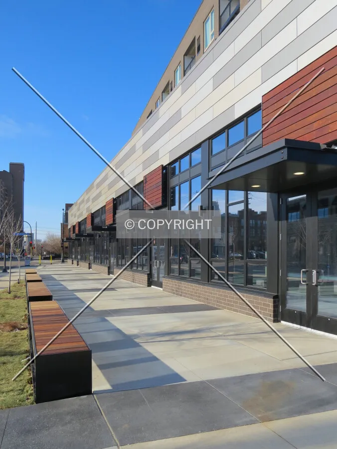 View to the southwest along 1st Avenue NE
