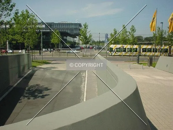 As seen from over the carpark exit to opposite Mercedes-Benz dealer at Mercedesstraße