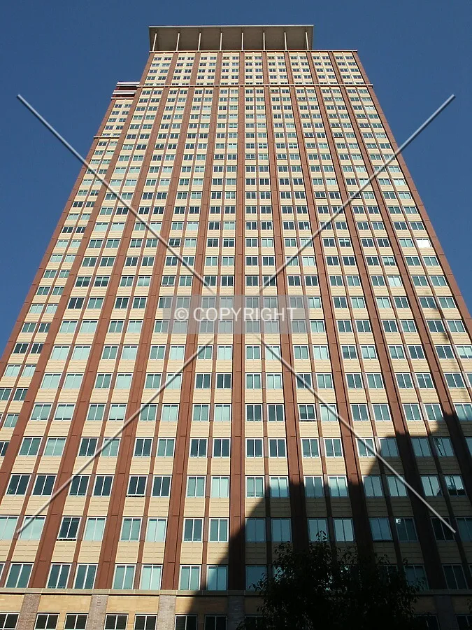 Looking up the west facade