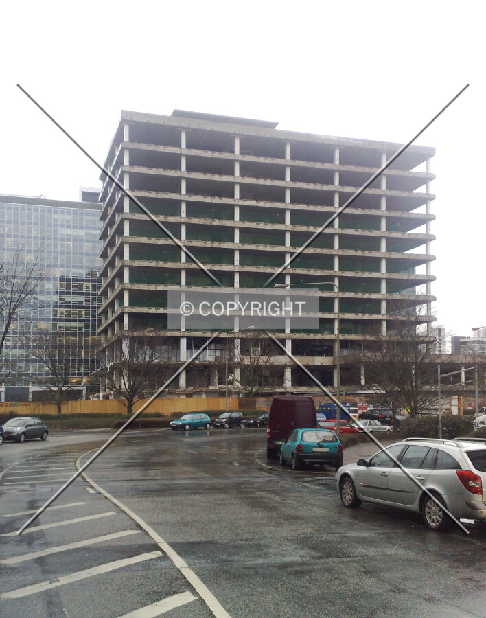 The tower during its demolition phase