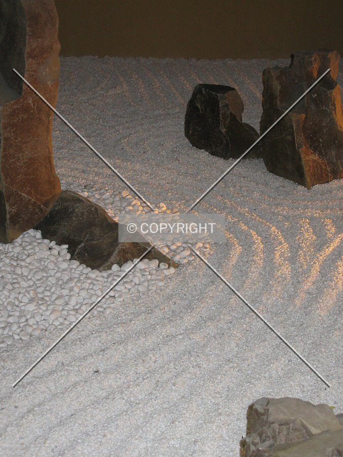 Zen garden at basement level