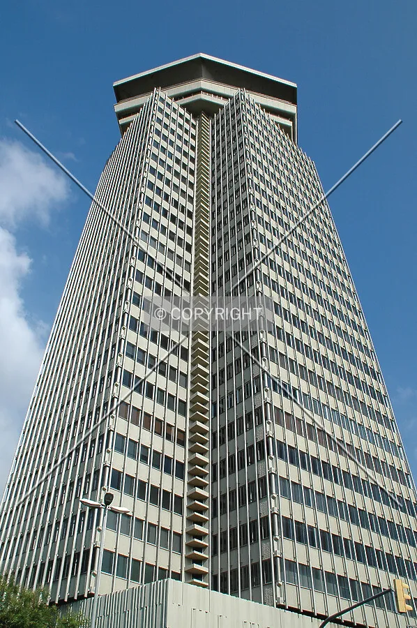 Looking up the southeast corner
