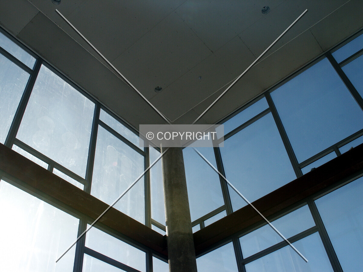 Looking up at the atrium ceiling from the 12th floor