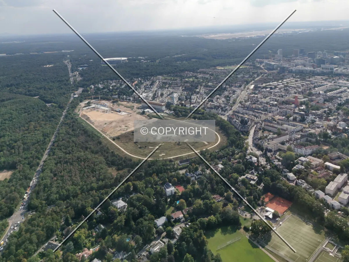Flight with a helicopter over Frankfurt