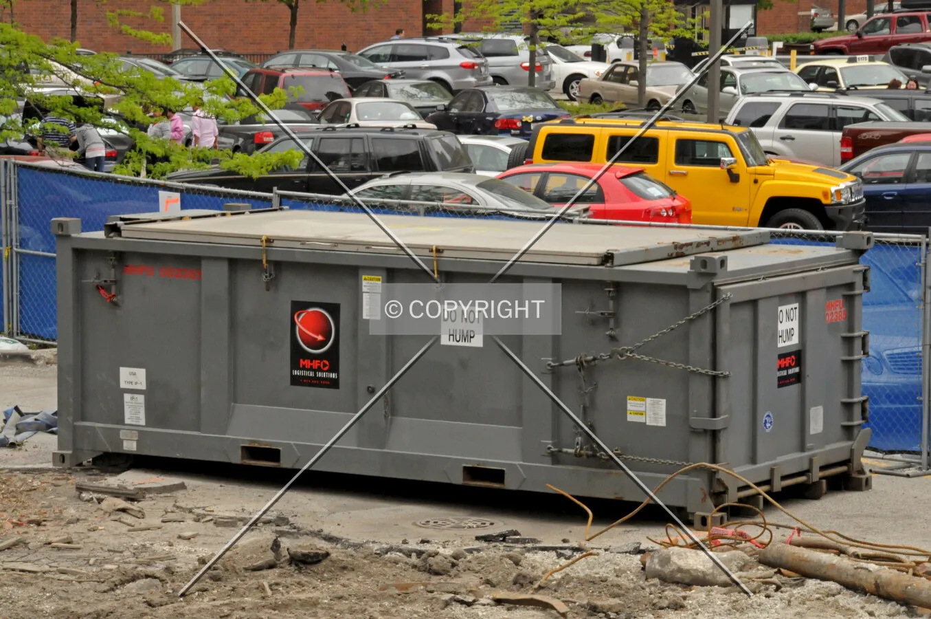 Sealed waste container to be used in the removal of thorium tainted soil from the site