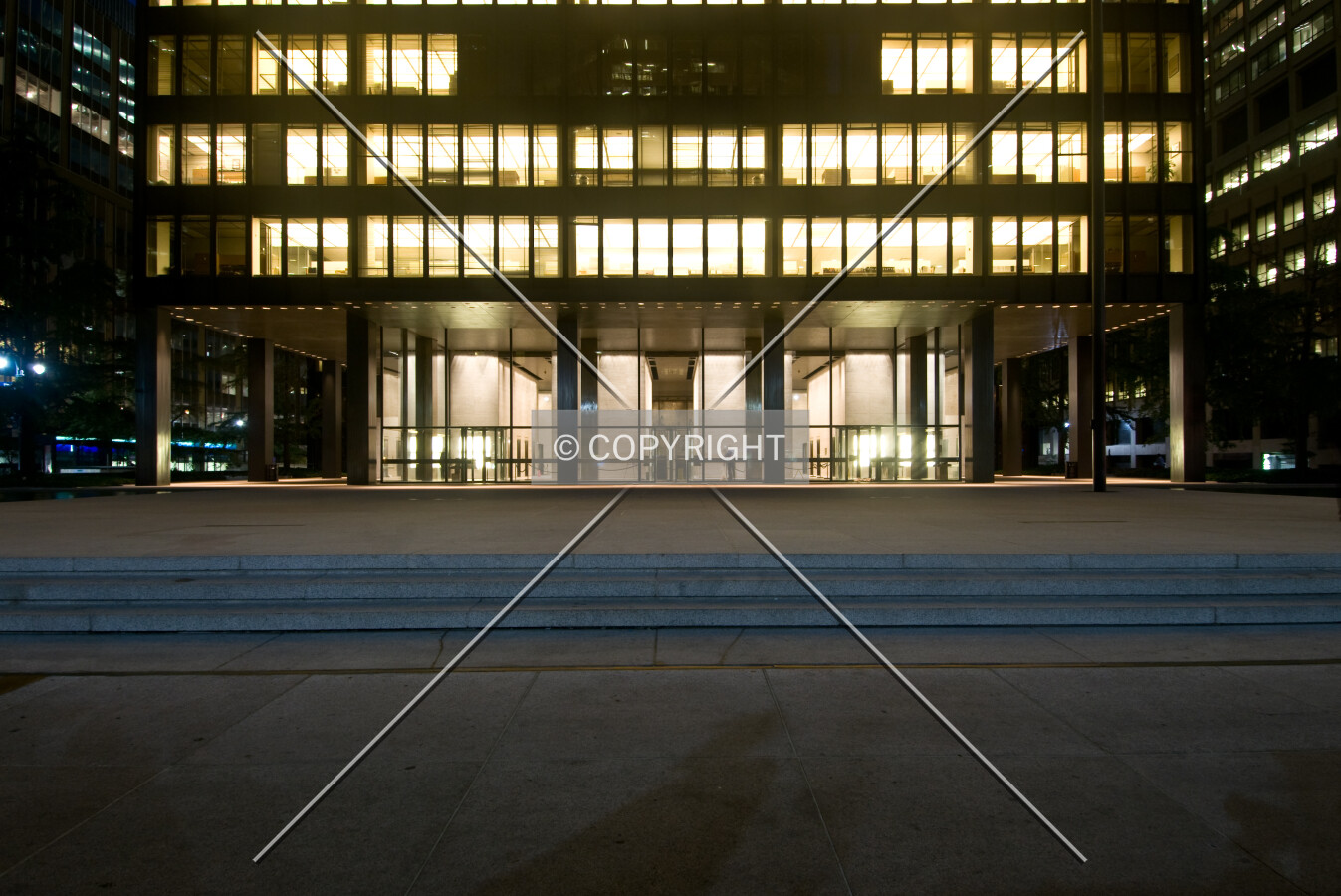 The plaza at night