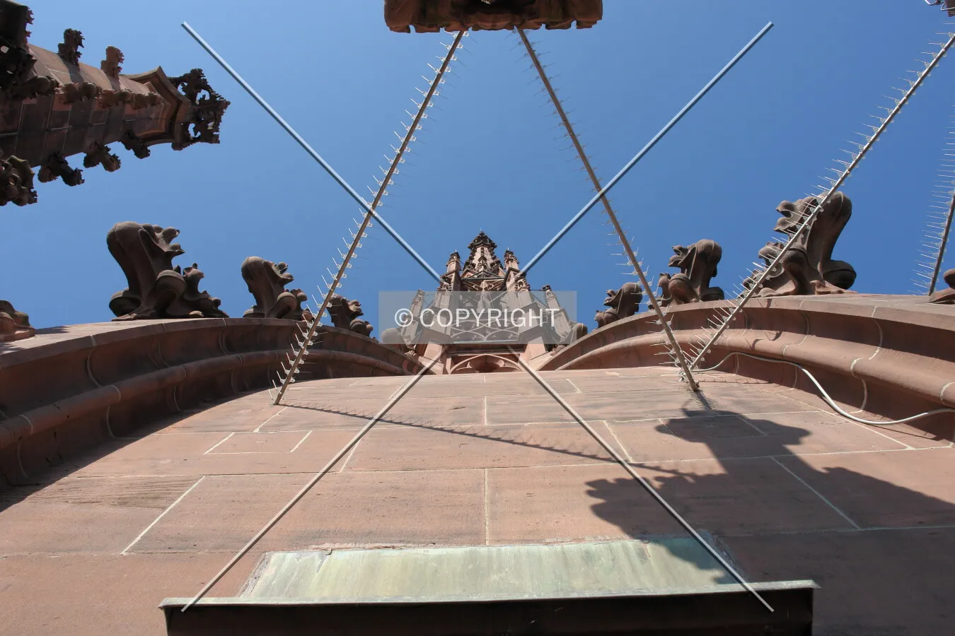 Looking up the dome to the tip of the Kaiserdom Frankfurt