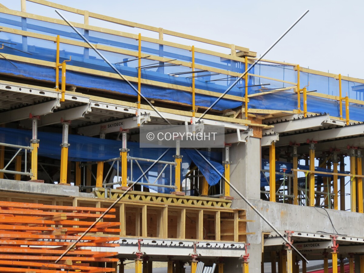 Formwork supporting future garage levels