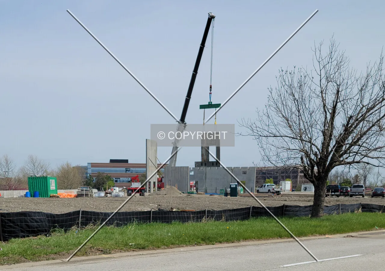 From the southeast during construction