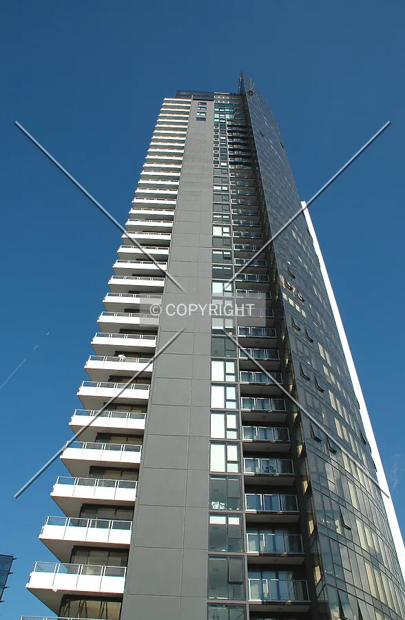 Looking up the northeast facade