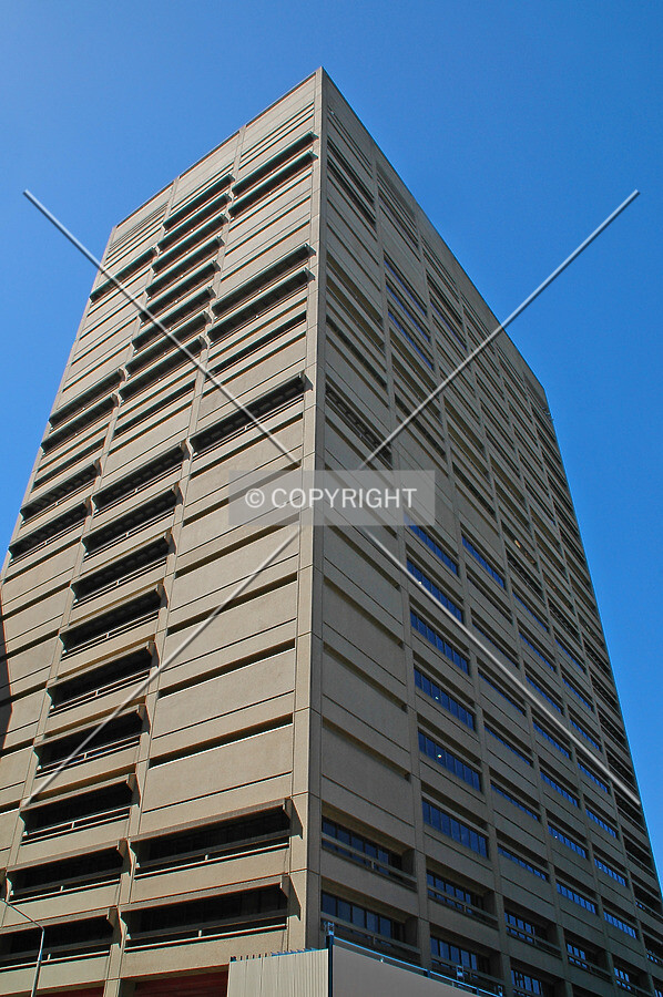 Looking up the southwest corner