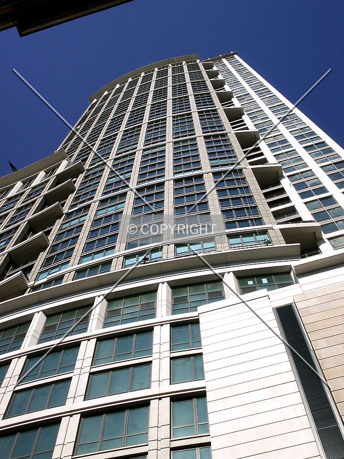 Looking up the east facade