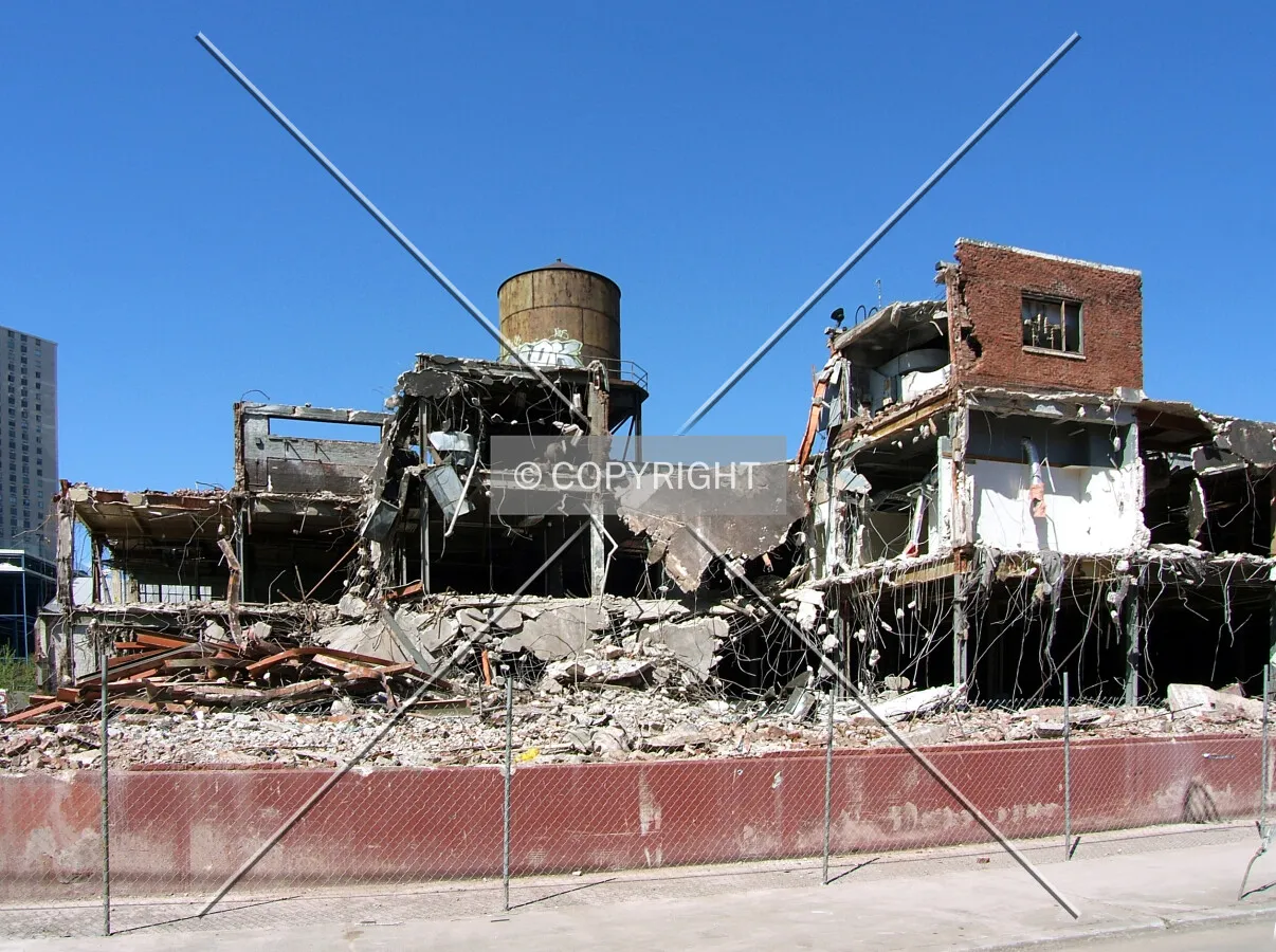 View from the southwest on 9th Street during demolition