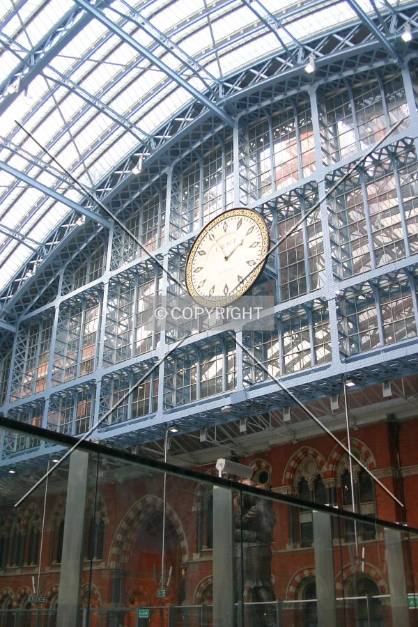 View showing the newly painted steelwork, now returned to its original light blue colour