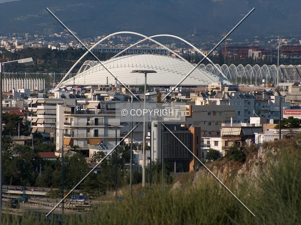 The Olympic Velodrome of Athens with its characteristic roof designed by Santiago Calatrava