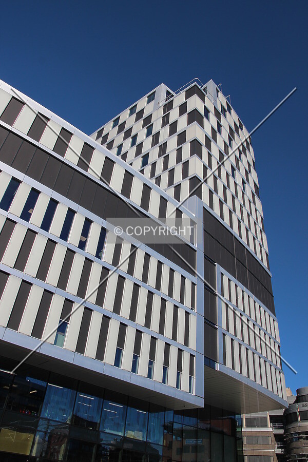 Looking up south facade