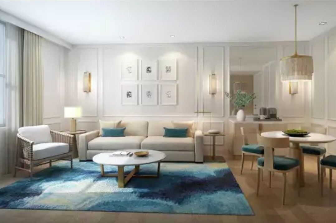 A rendering of a sunny suite