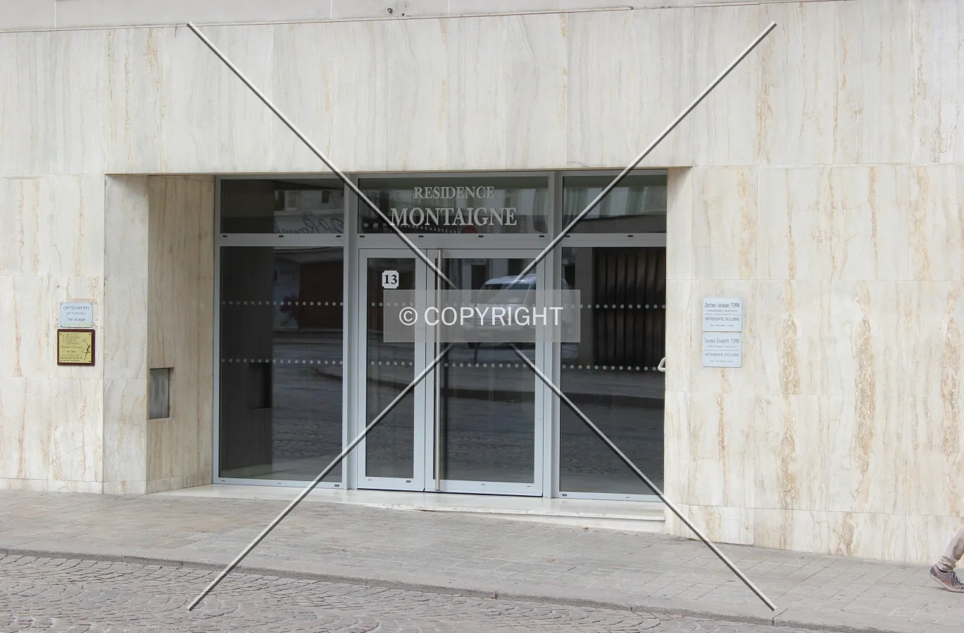 Main entrance on the southeast face.