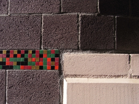 Mosaic detail on facade of Saalgasse 22
