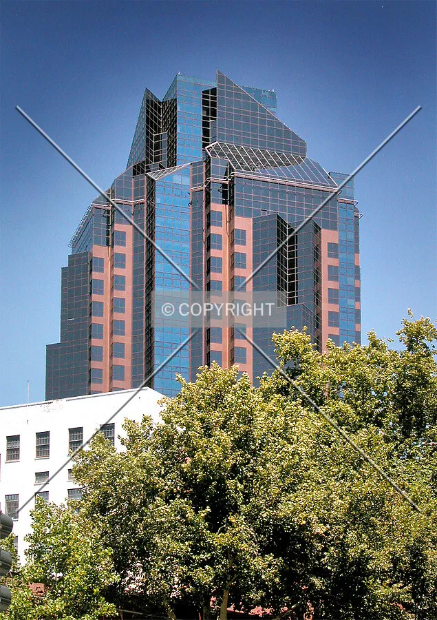 Top floors rising above downtown