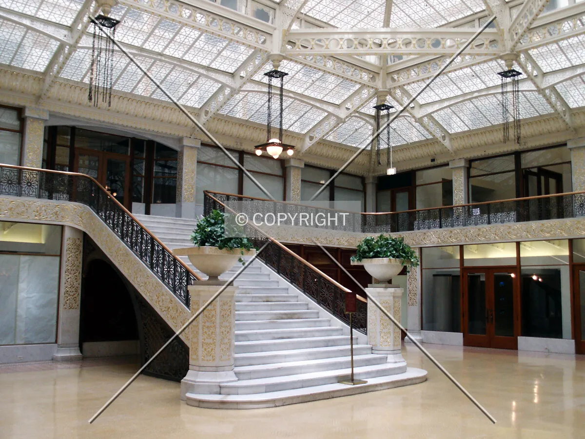 Looking southeast across the lobby