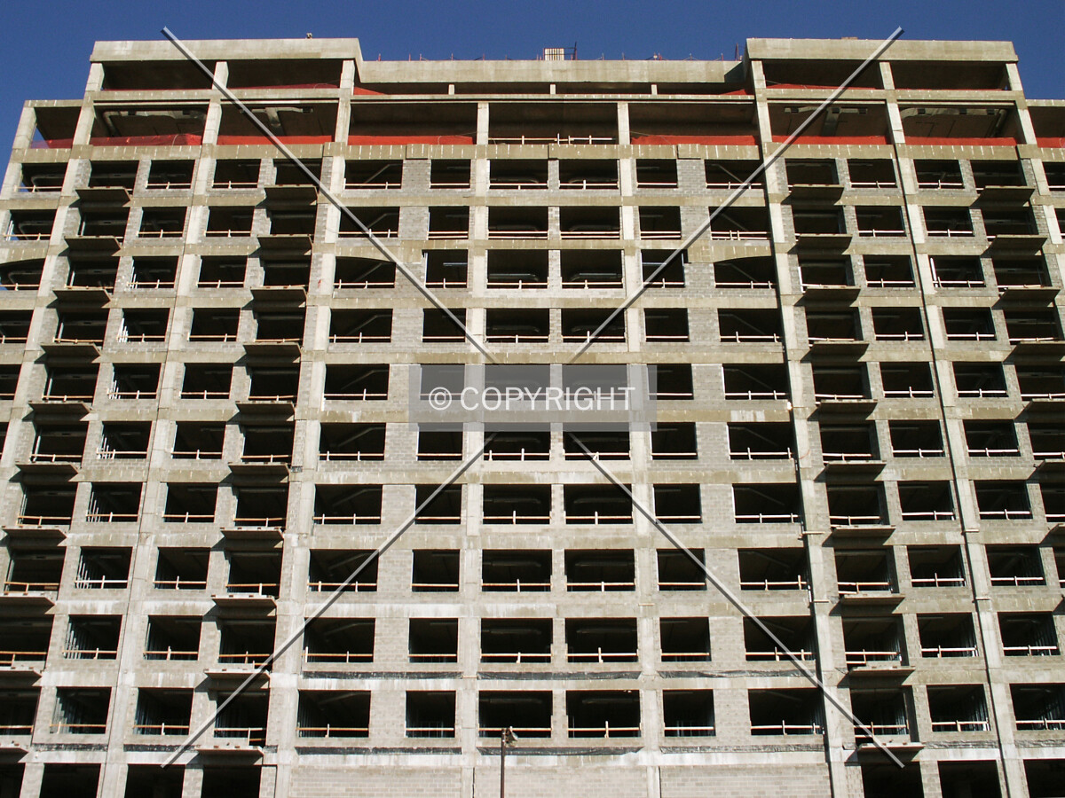 West side before construction of the brick facade