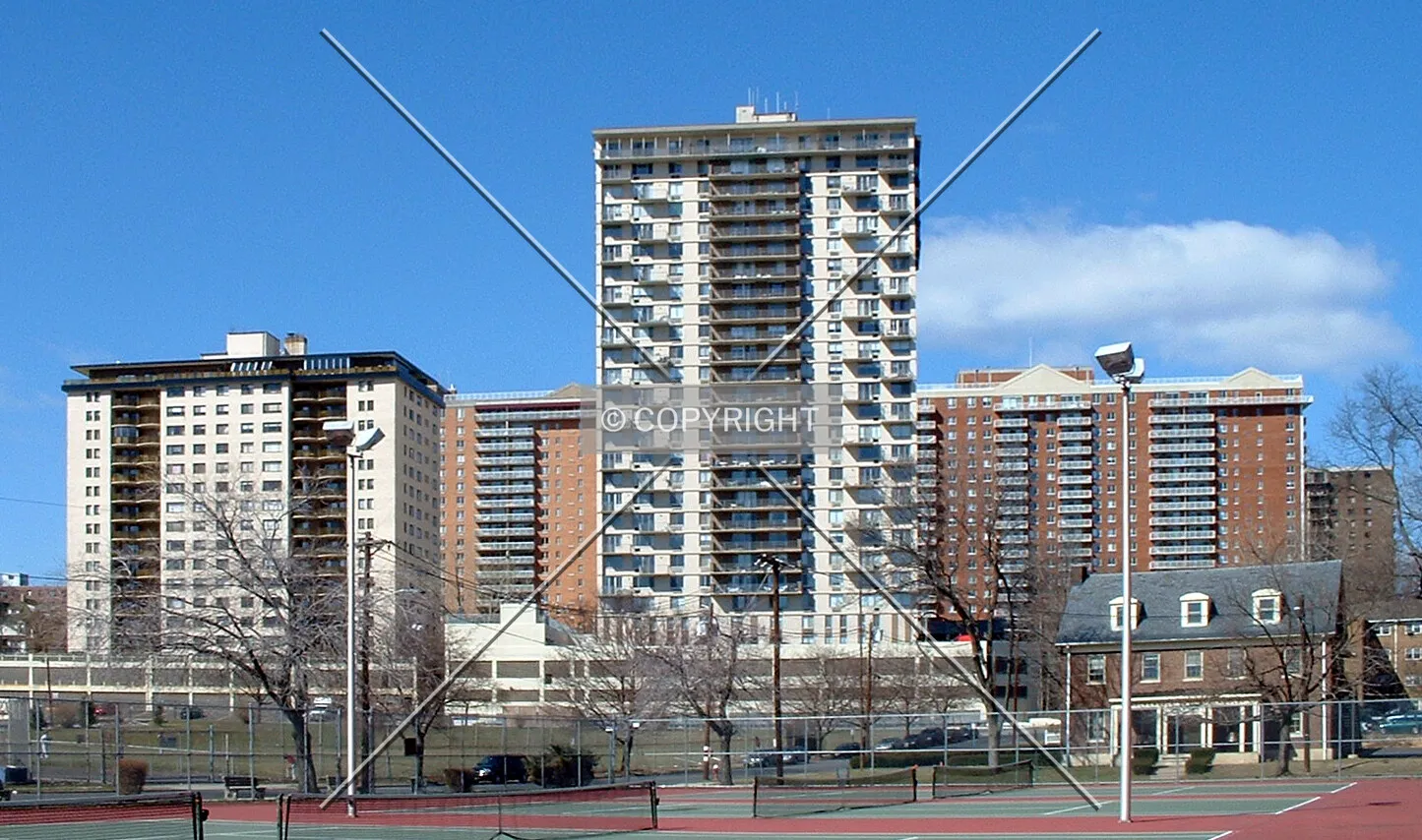 View northwest toward Overlook and Prospect Avenues