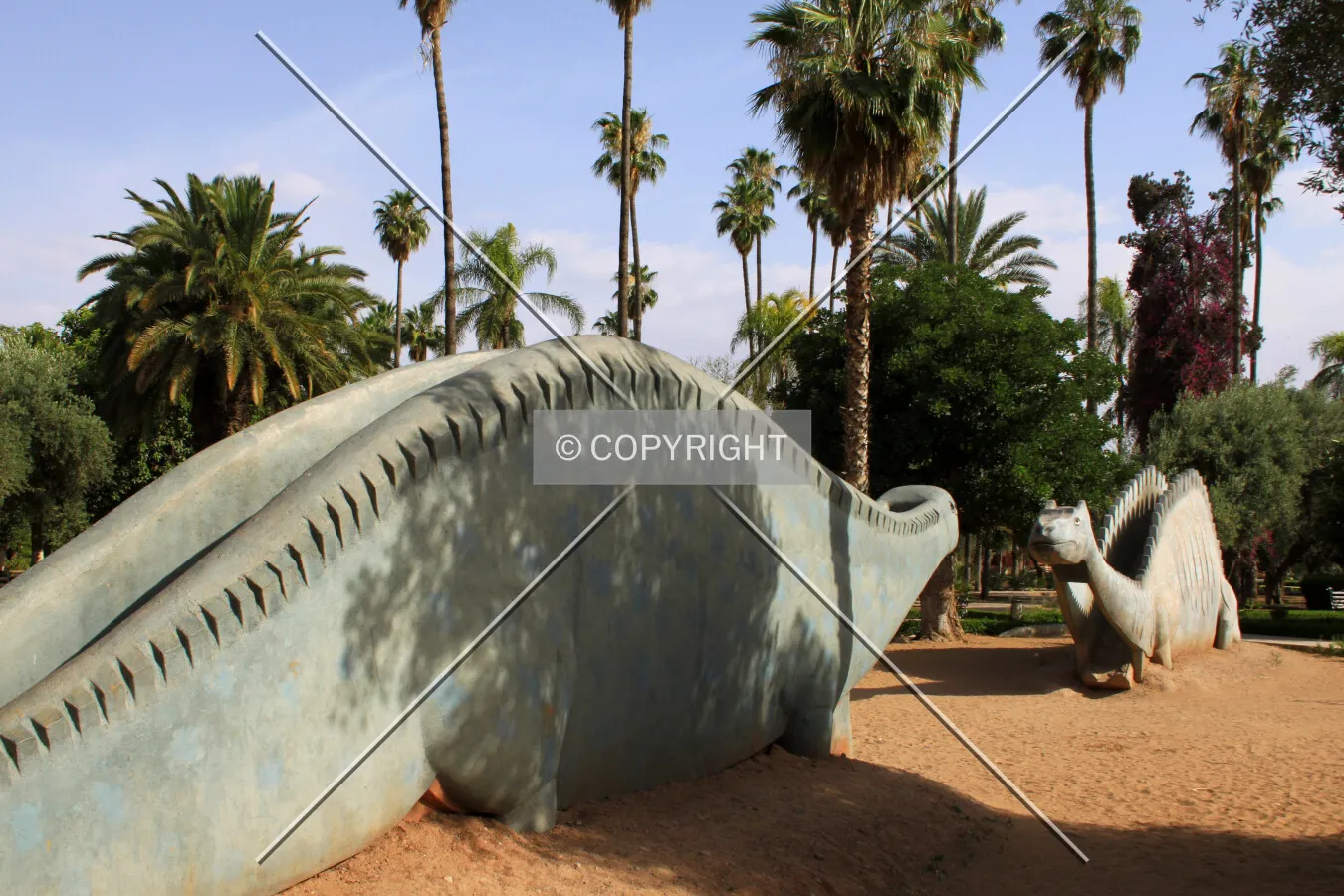 Dinosaur slides in a playground