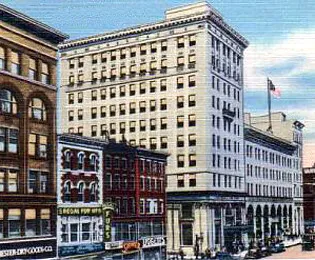 View from the northwest along Elm Street