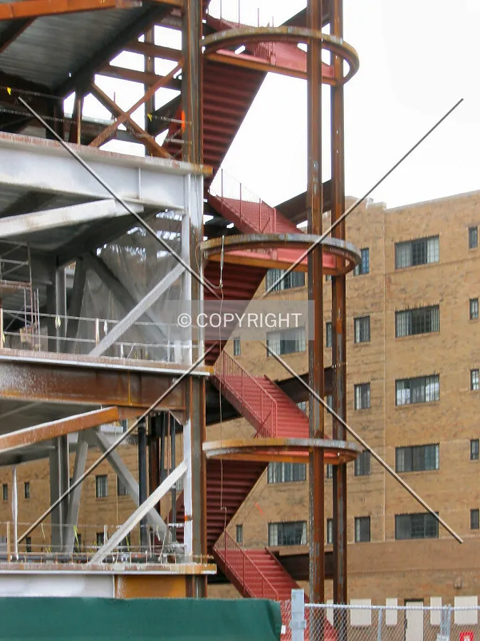 Future corner stairwell, from Pennsylvania Street