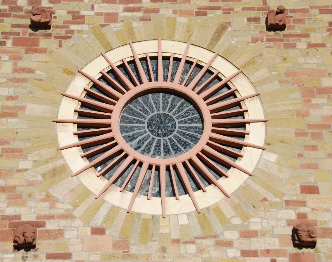 Rose window above the main entrance