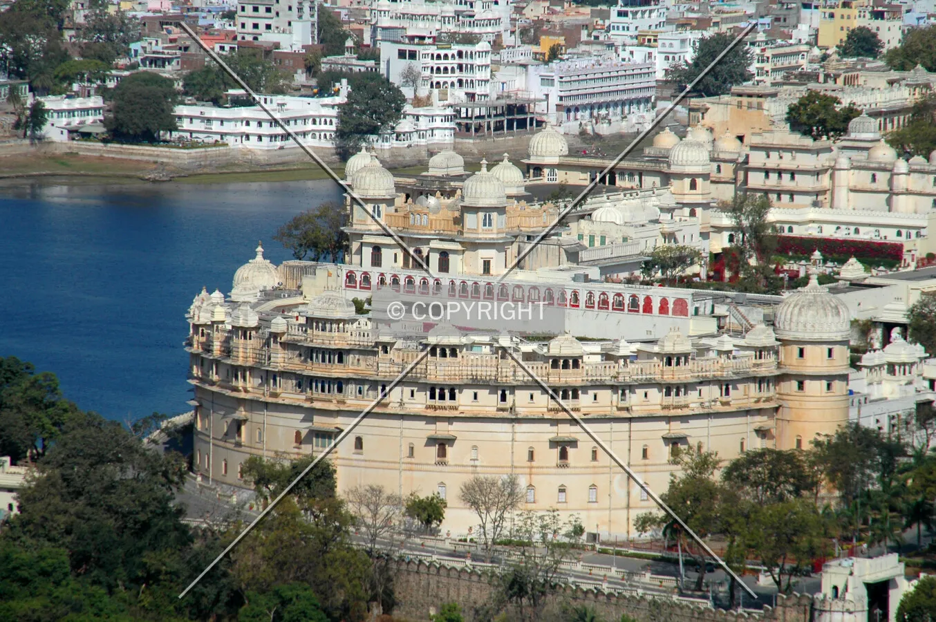 Elevated view from the southeast