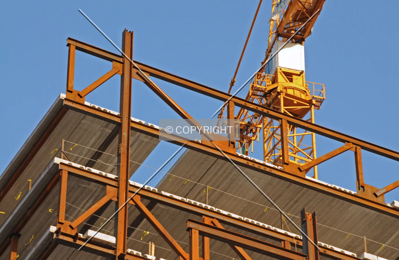 Steel trusses on the northwest corner