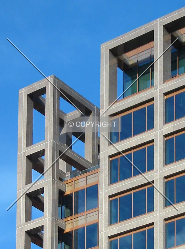 The elegant marble-clad structural frame