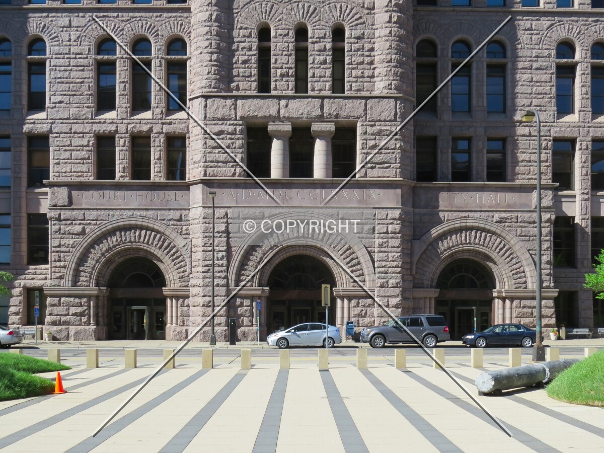 North entrance elevation from the US Federal Courthouse plaza