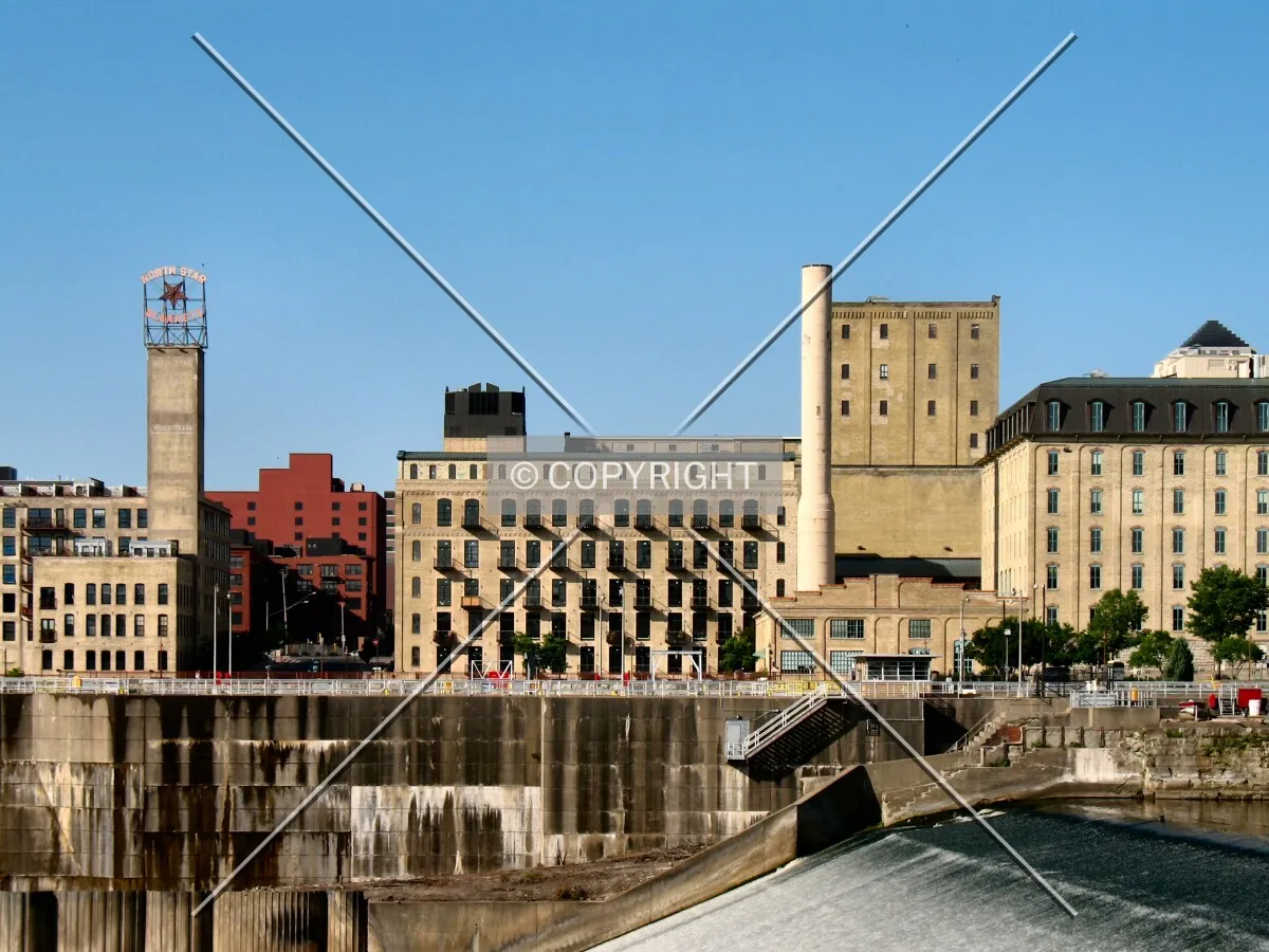 View to the south from Water Power Park, past St. Anthony Falls